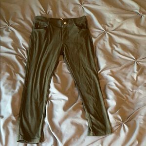Army green jeggings.